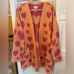 Maeve Orange and Pink Heart Cardigan